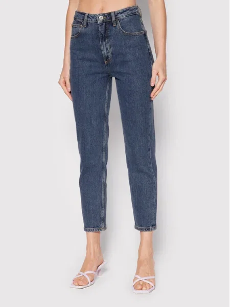 Guess Blugi Mom Fit albastru