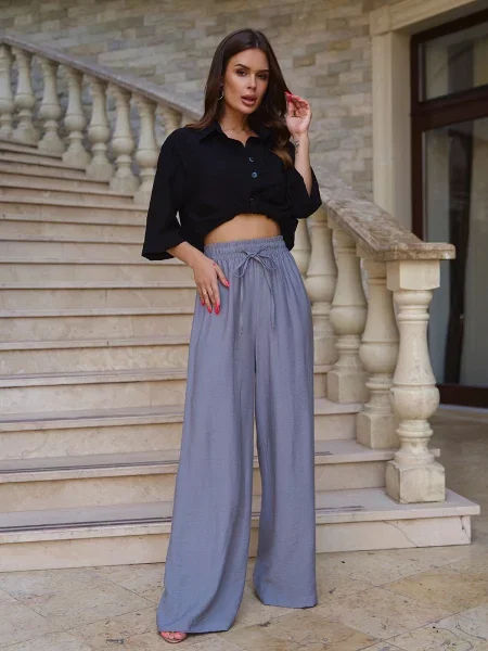 ISSA Plus Штани палаццо Льон сірий