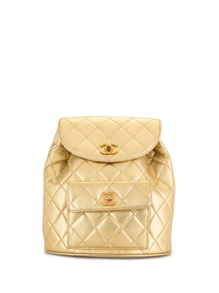 Prošívaný diamant batoh Chanel Pre-owned zlatý