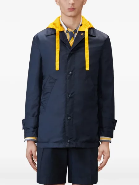 Palton Thom Browne cu glugă albastru