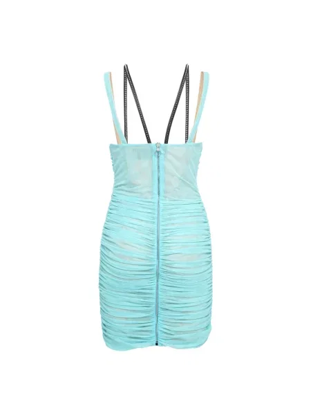 Sukienka maxi Philipp Plein z ćwiekami niebieska