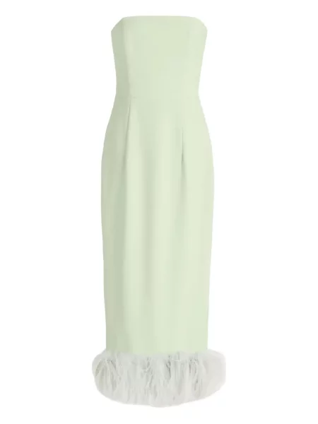 Sukienka midi 16arlington w piórka do kolan garniturowa zielona