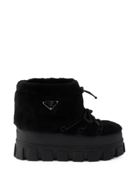 Botine Prada din piele de oaie negru