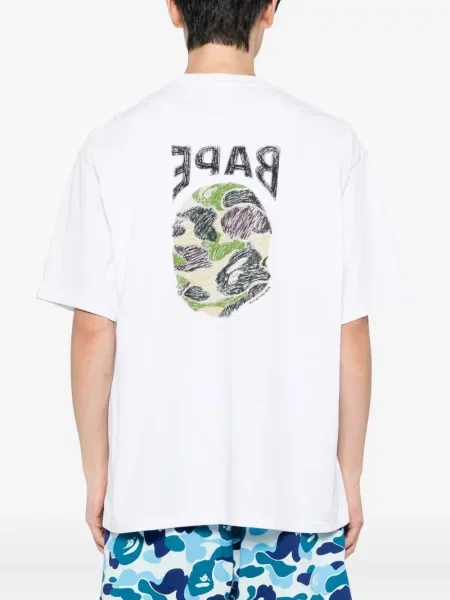 Tricou A Bathing Ape® cu imagine alb