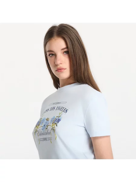 Тениска Guess Jeans Ss Cn Flowers Guess Box Tee Sky High L синьо