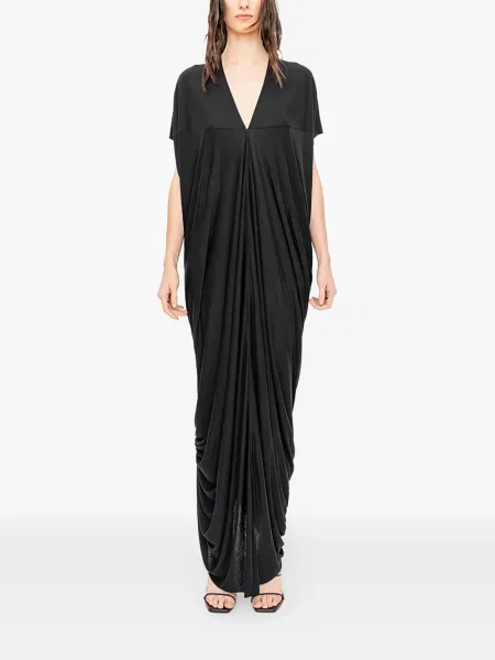 Rochie maxi Rick Owens Lilies cu decolteu în V drapată negru