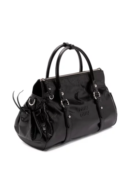 Top Miu Miu din piele negru