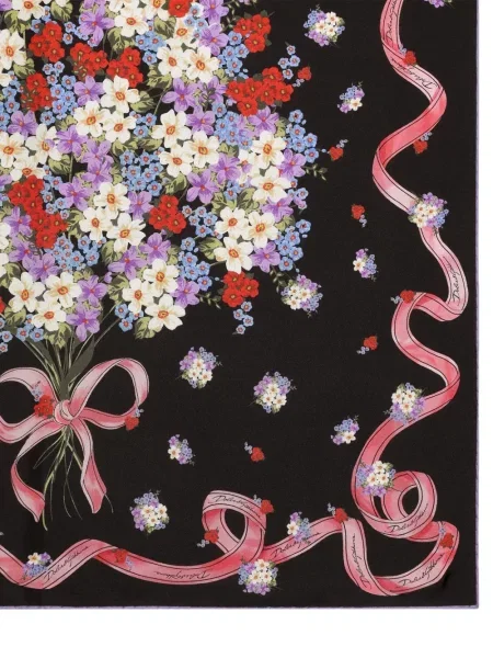 Fular Dolce & Gabbana cu model floral negru