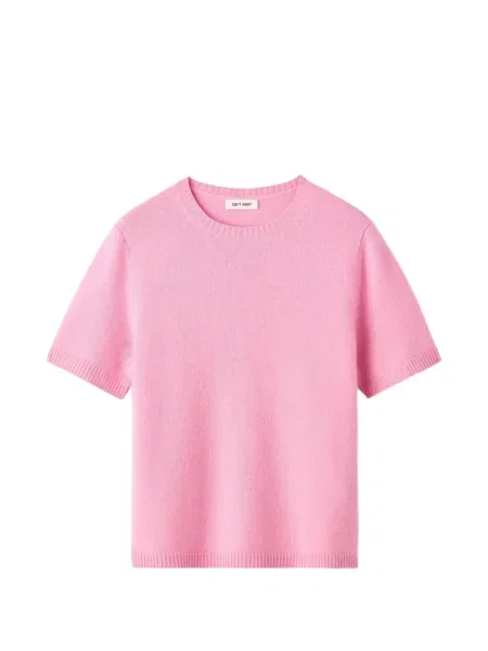 Scurt tricou Soft Goat tricotate roz