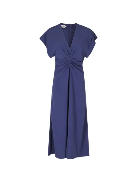 Rochie midi Alberta Ferretti cu decolteu în V albastru
