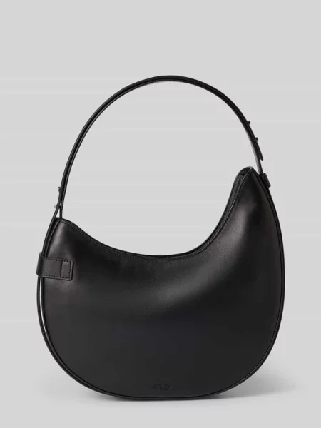 Torebka z naturalnej skóry bydlęcej z aplikacją z logo Ralph Lauren czarna