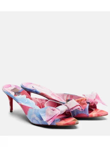 Papuci tip mules Christian Louboutin cu funde cu model floral