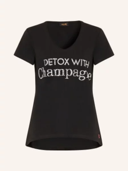 Miss Goodlife Koszulka Z Kamieniami Ozdobnymi schwarz czarna