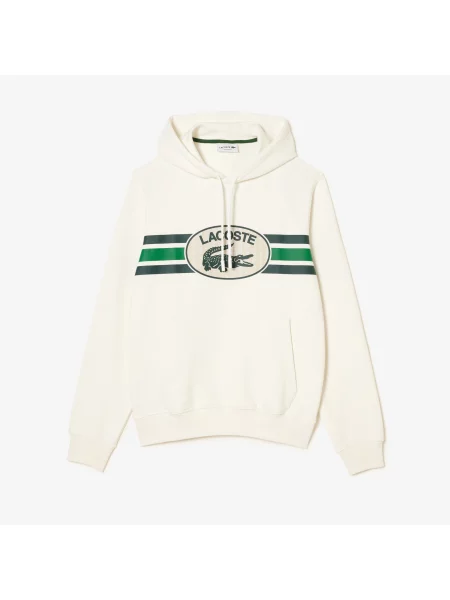 Lacoste Bluza Z Kapturem Z Nadrukiem Classic Fit biała