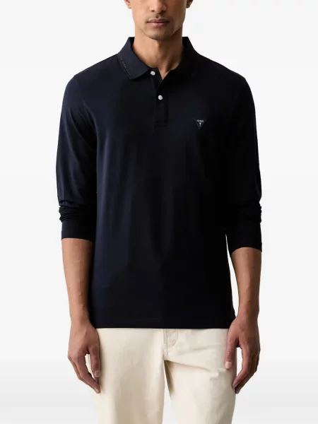 Tricou polo Guess cu autograf albastru