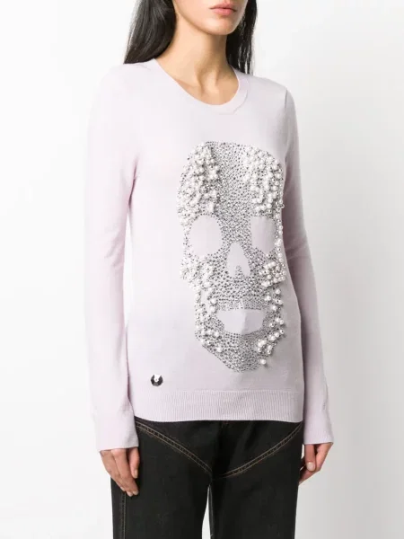 Pulover Philipp Plein cu perle roz