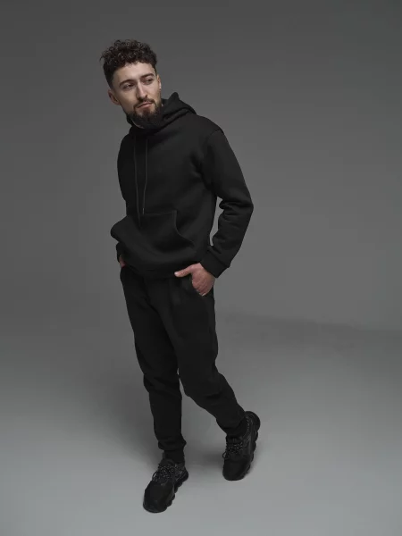 Флисовый костюмный спортивный костюм Handy Wear с капюшоном черный