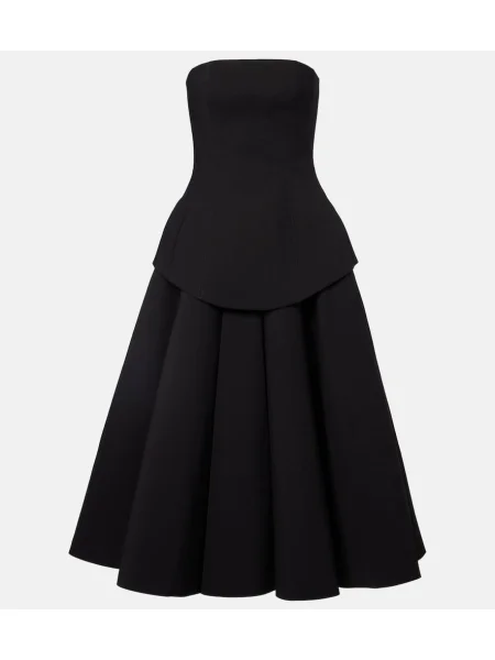 Sukienka midi Solace London do kolan bez ramiączek garniturowa czarna