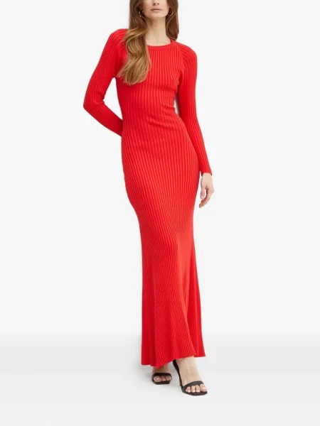 Rochie maxi Bardot de costum roșu