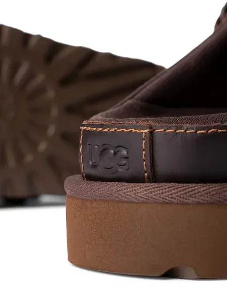 Кожаные тапочки Ugg на платформе коричневые