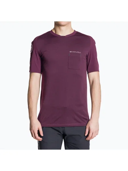 Мъжка колоездачна тениска Endura Foyle Tech aubergine винено червено