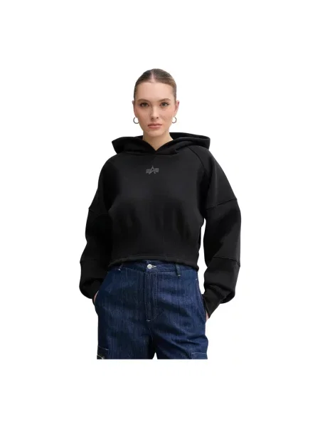 Alpha Industries bluza z kapturem z nadrukiem czarny