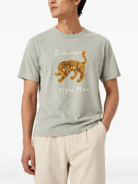 Tricou Visvim cu imagine cu dungi de tigru albastru