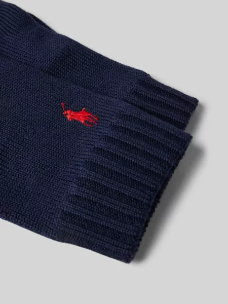 Rękawiczki z palcami z wełny z wyhaftowanym logo Polo Ralph Lauren granatowe