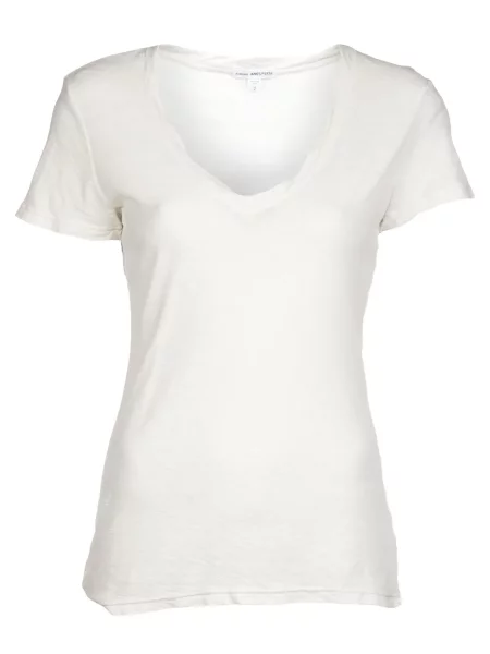 Tricou James Perse cu decolteu în V casual alb