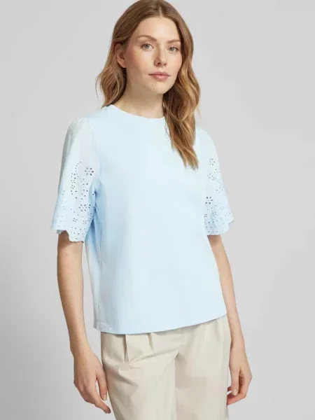 T-shirt o kroju regular fit z ażurowym wzorem model ‘YASLEX’ Y.a.s