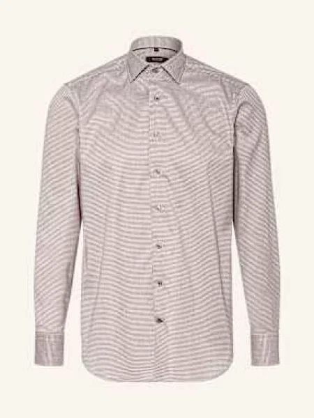 Olymp Signature Košile Signature Tailored Fit hnědá bílá