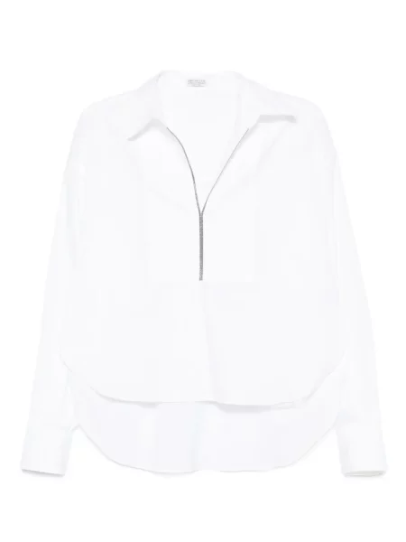 Bluză Brunello Cucinelli cu decolteu în V alb