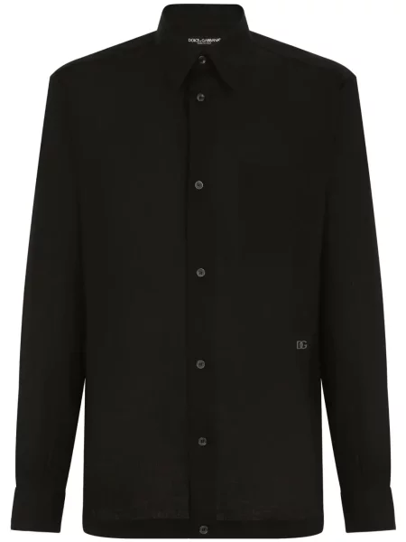 Cămașă Dolce & Gabbana de in lungă tip Hawaii negru
