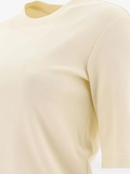 Top Sandbeige cu decolteu rotund