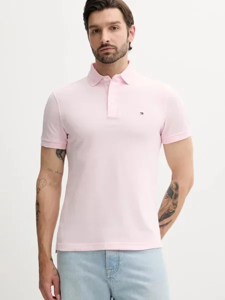 Tommy Hilfiger polo majica z elastanom roza