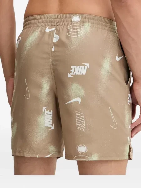 Slip de baie Nike cu cordon cu imagine tricotate albastru