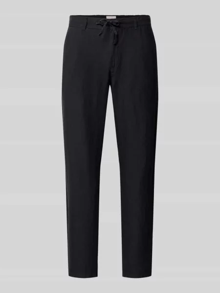Spodnie z lnu o kroju slim fit z czystego lnu model Fabio' Brax czarne