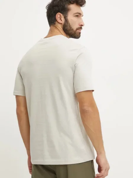 Adidas póló Essentials bézs férfi nyomott mintás fehér