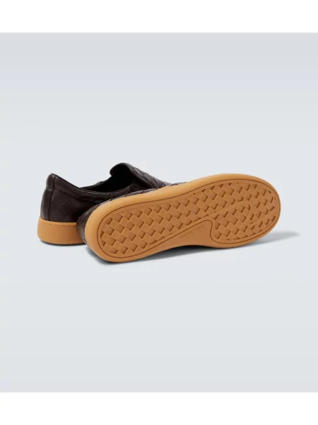 Kožené slip on tenisky Bottega Veneta hnedá