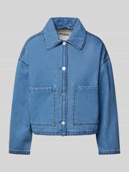 Kurtka jeansowa z nakładanymi Iq Studio granatowa