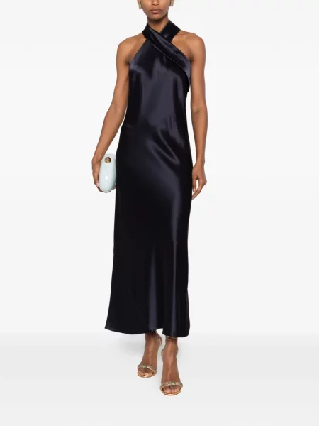 Rochie midi Galvan London din satin albastru