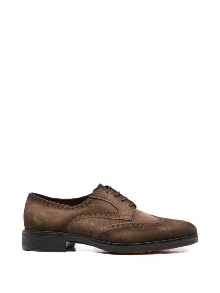 Brogues Santoni din piele de căprioară maro