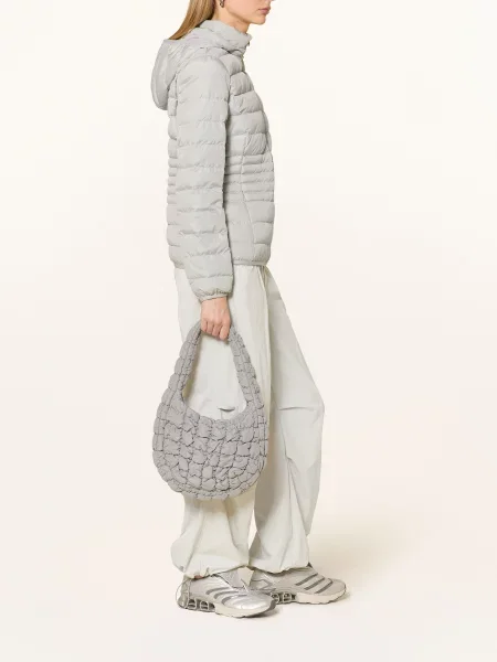 Emporio Armani Prošívaná Bunda S Odnímatelnou Kapucí světle šedá