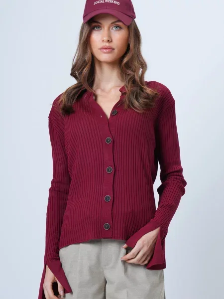 Trend Alaçatı Stili Geacă tricotată vin roșu