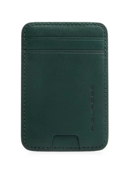 Portofel Piquadro din piele cu autograf verde