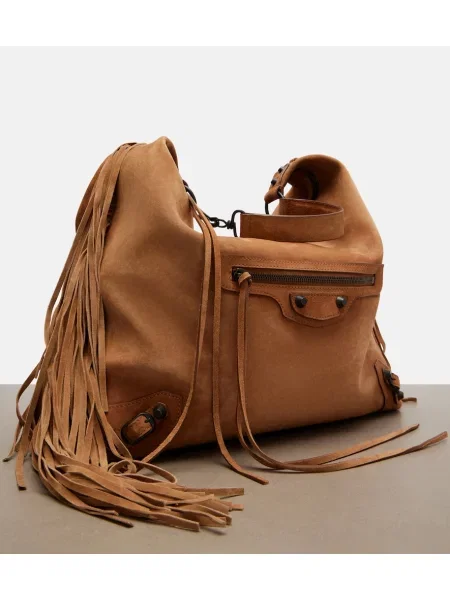 Torbica Balenciaga iz semiša rjava