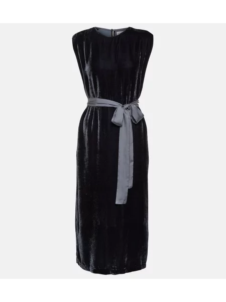 Zamatové oblekové midi šaty Velvet po kolená modrá