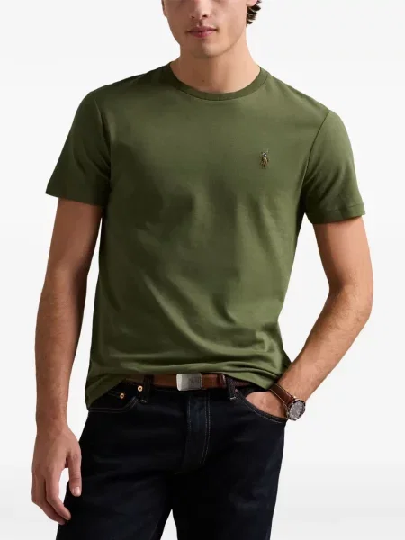 Tricou polo Polo Ralph Lauren cu autograf cu 5 buzunare în carouri gri
