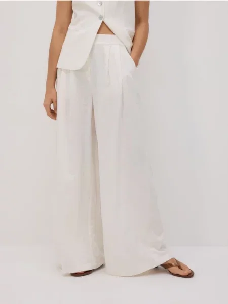 Reserved Штани wide leg білий
