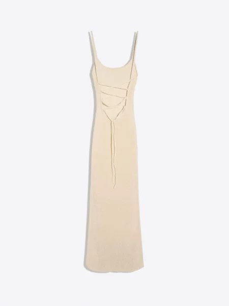 Bershka Pletené šaty krémová